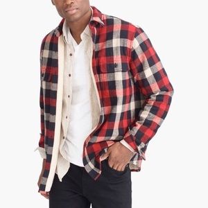 euc j.crew sherpa lined flannel shacket🪓
